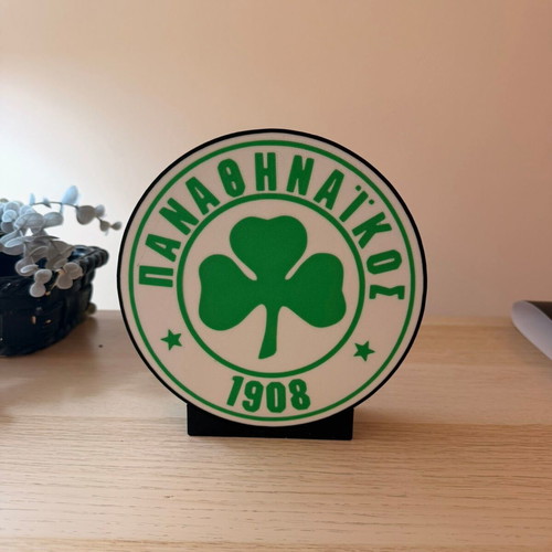 3D Printed Stand Panathinaikos Sign with Stand and Wall Mount