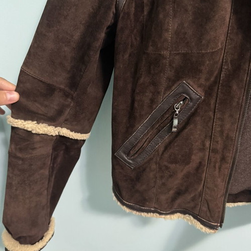 Toi&moi Genuine Leather Jacket used, suede with fur and sherpa, size M