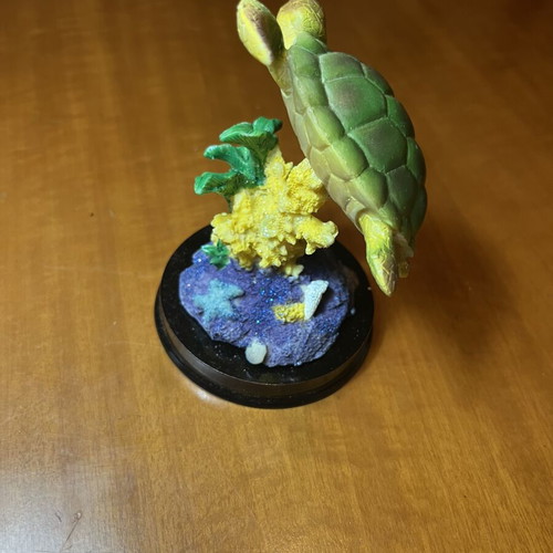 Decorative Sea Turtle Resin Figurine on Coral Base like new