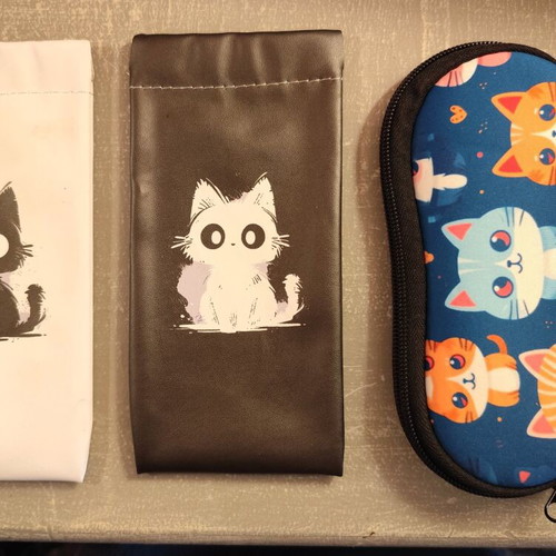 Glasses cases new, set of 3, black and white