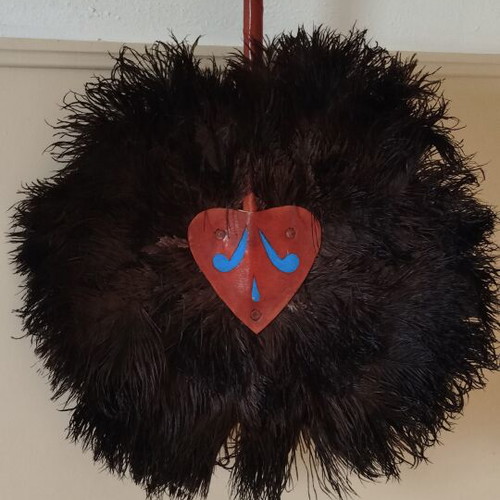 African Chief's Fan like new, traditional ostrich feather decoration