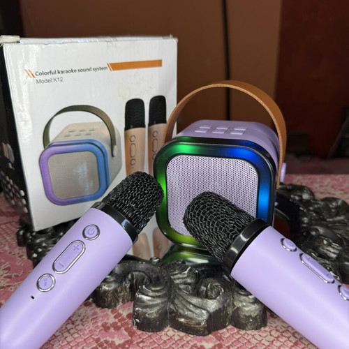 Σετ Karaoke K12 με 2 μικρόφωνα λιλά και ηχείο