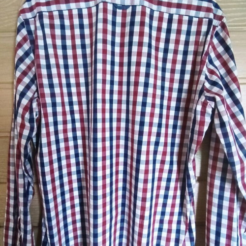 Manetti L slim shirt like new, blue and red