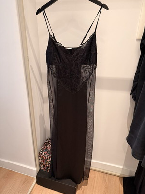Maxi satin and lace slip dress Yamamay like new, size Medium, black