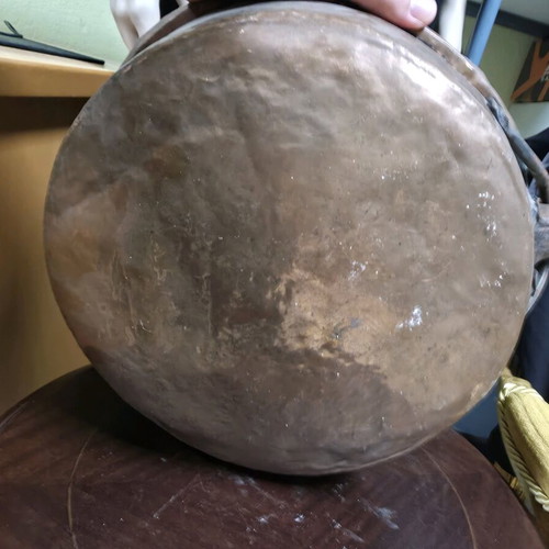 Copper frying pan antique used