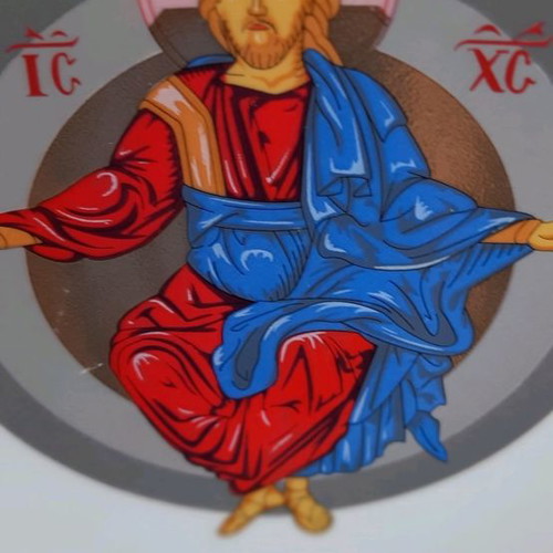Jesus Christ plate used, 24 carat gold, handmade Greek