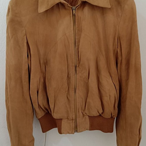 Vintage jacket leather suede used, camel color