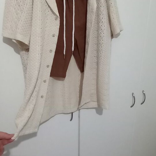 Summer set small with shorts and shirt, new, beige and brown