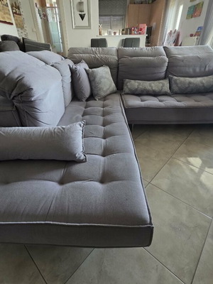 Corner sofa used with 5 reclining mechanisms, left armrest, gray