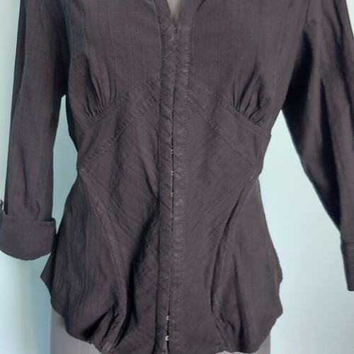 H&M Vintage Μαύρο Πουκάμισο Κορσές με Μπανέλες, Σαν Καινούργιο, 2XL
