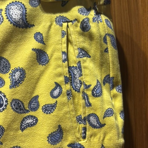 Zara cigarette pants large slim fit yellow with blue pattern like new