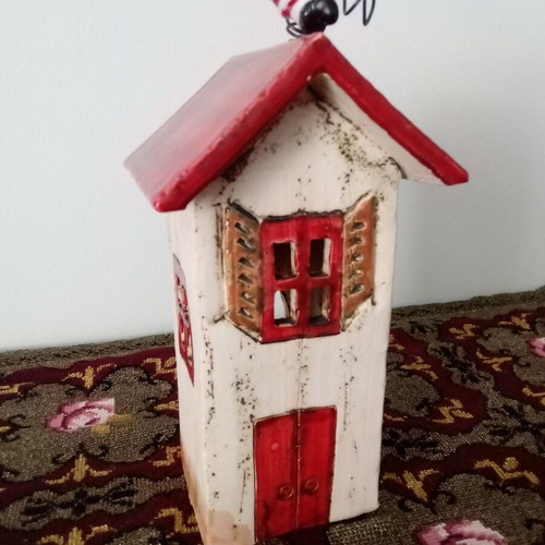 Clay candle house new with tealight holder