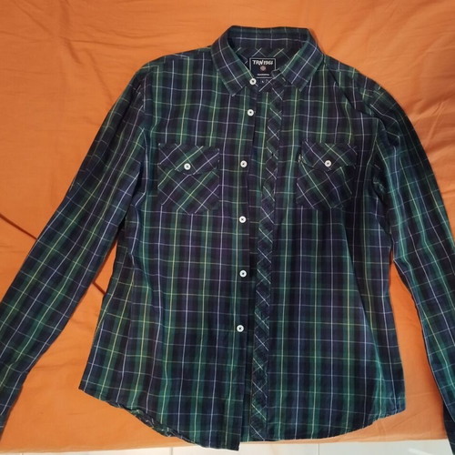 Men's shirt L like new, blue and green