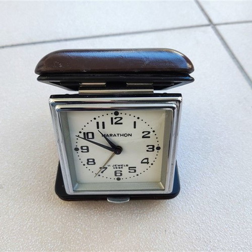 Vintage 3 Slava & Marathon USSR alarm clocks new with case