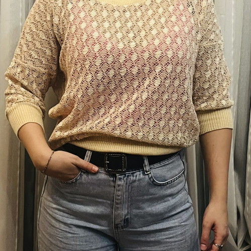Beige knitted blouse like new, one size