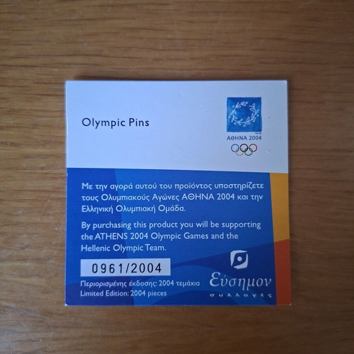 Athens 2004 Olympic Pins Limited Edition 0961/2004, like new