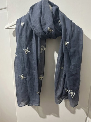 Blue scarf with butterfly design new, unworn