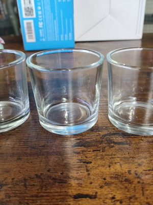Set of three glass tealight holders new