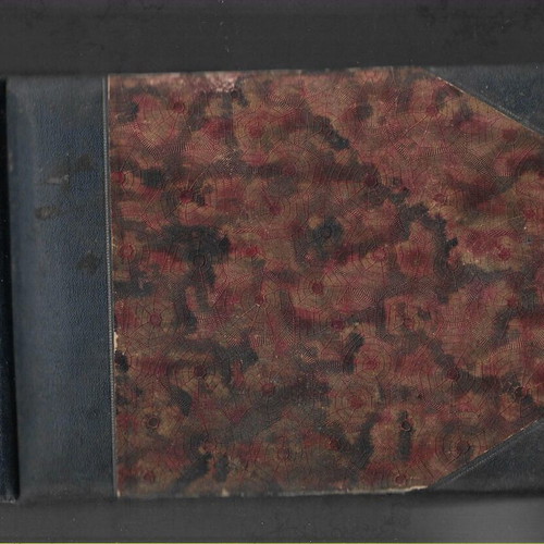Old photo album with leather spine and embossed cover