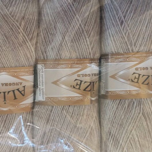 Alize Angora Gold knitting yarn new, pack of 5 beige-gray skeins