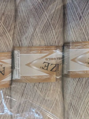 Alize Angora Gold knitting yarn new, pack of 5 beige-gray skeins