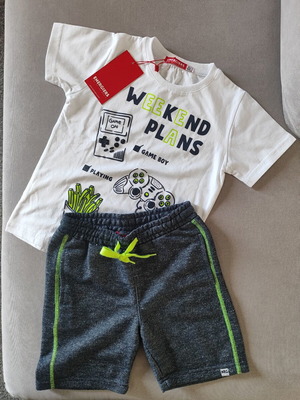 Energiers kids summer set new, white and grey, size 4 years