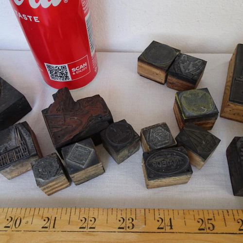 Printing plates used, set of 27, old French typography