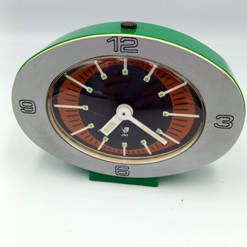 JAZ mechanical alarm clock table clock like new, 70s