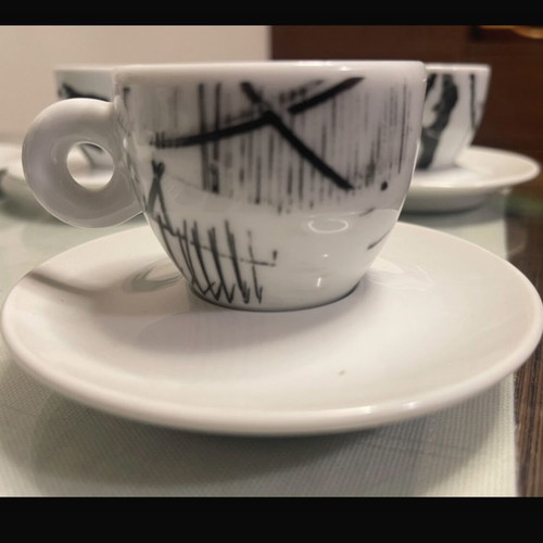 Illy espresso cups unused vintage set of 6 from 1997 by Mario Giacomelli