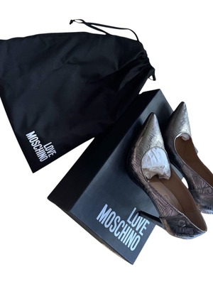 Love Moschino Silver High Heels like new, size 36