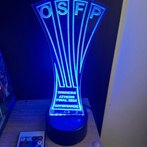 3D LED Olympiacos UEFA Europa Conference League light, like new