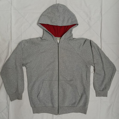 Kids Grey Full-Zip Hoodie with Red Contrast Hood Lining like new