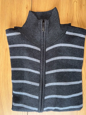 Liangcheng gray striped cardigan like new