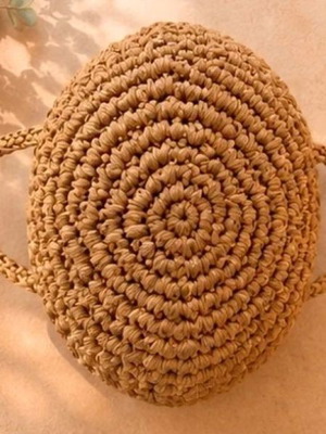 Handmade raffia handbag with cotton