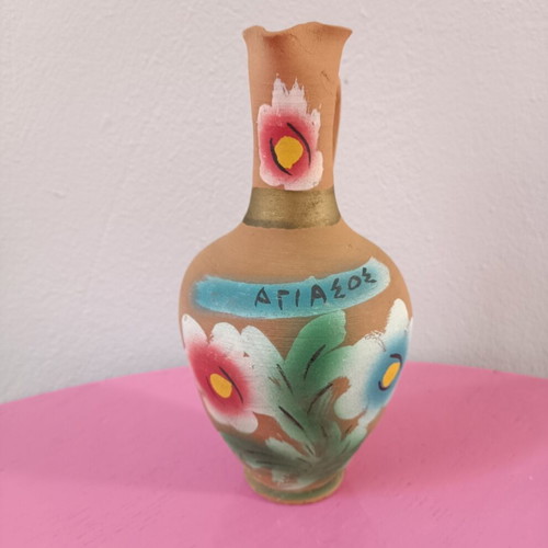 Decorative ceramic vase used, old from Agiasos Lesvos
