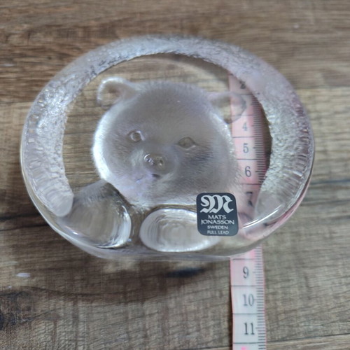 Mats Johansson Handmade Crystal Paperweight Bear Model 3332 Like New