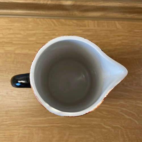 Vintage ceramic pitcher like new with wooden barrel design