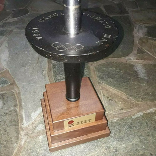 Wooden base for Olympic torch Tokyo 1964 new