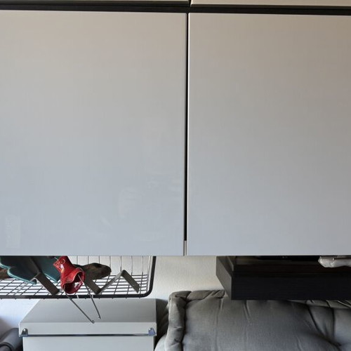 IKEA wall cabinet bookcase with gray high gloss doors, like new