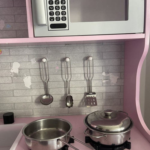 Costway wooden play kitchen used with 68 accessories