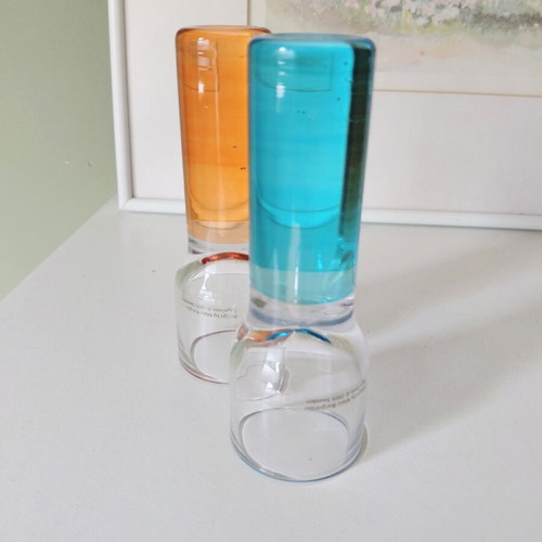 Sagaform Club snapsglazen shot glasses set of 2, blue and orange