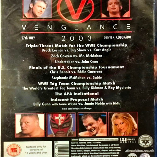 WWE Vengeance 2003 DVD new, television show