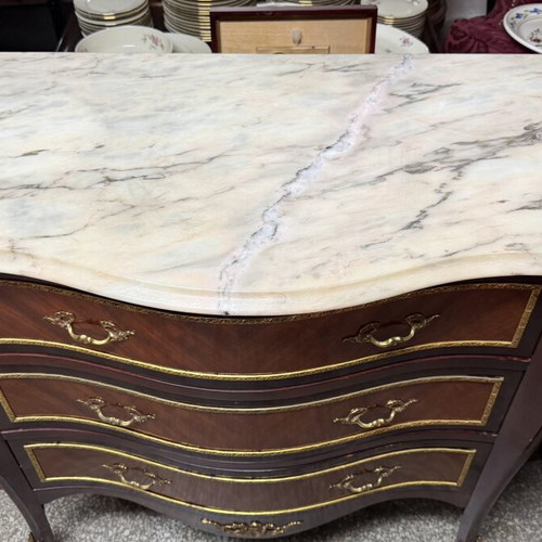 Marquetry chest of drawers like new with marble top