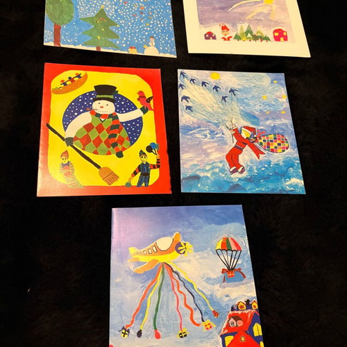 Set of 5 vintage Christmas collectible cards Northern Greece Spastic Society like new