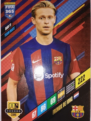 Frenkie de Jong Barcelona collectible card used Panini FIFA 365 Adrenalyn XL 2023-2024