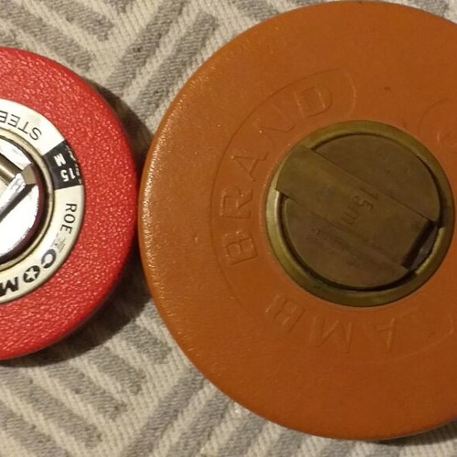 Roe Comet and Lamb L & G collectible steel measuring tapes, functional