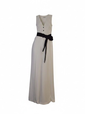 Alexis Moe jumpsuit size M, ivory with black belt, like new