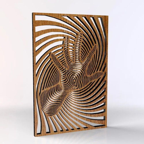 Wooden Wall Decor Hand with Optical Effect new, 40x30 cm