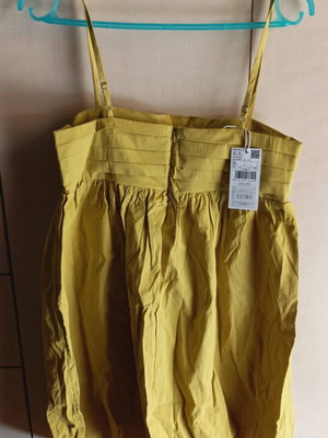 Mng women's dress ruffled straps like new, yellow gold