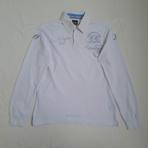 La Martina women's polo shirt size M, white, long sleeve, cotton